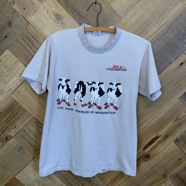 Vintage 80s Dairy Farmers Milk Cow T-shirt Single Stitch Crazy Shirt Hawaii USA