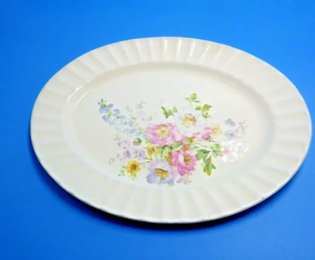 A Edwin Knowles Oval serving platter fluted rim Spring Bouquet