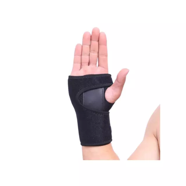 Compression Wrist Support Strap Adjustable Brace with Thumb for Right Hand - Bla