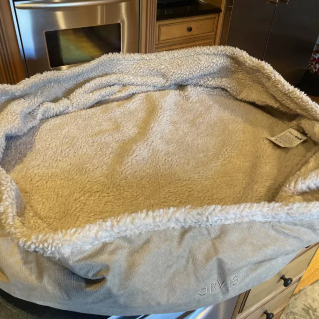 Orvis FLEECE wraparound COVER ONLY dog bed Large Khaki NEW