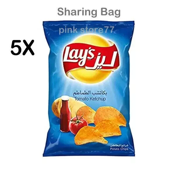 5 Pack Lay's Chips Patate Pomodoro Ketchup Sapore 120 Grammi Lays - شيبس...