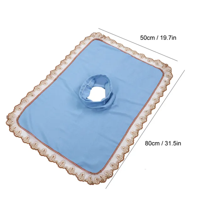 (Blue)Spa Massage Table Head Cover Sheet Massage Bed Coverlet With Hole HG5