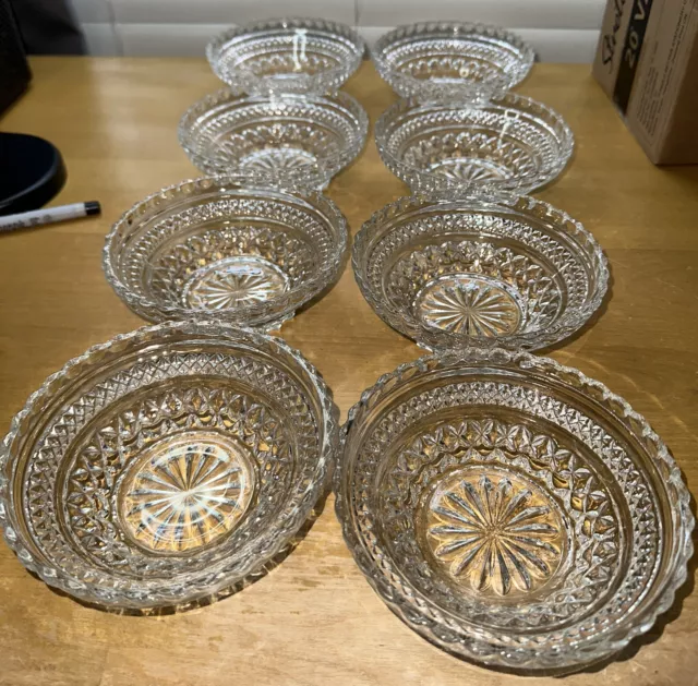 Wexford Clear by Anchor Hocking Vintage 5 1/2" Pressed Glass Fruit Dessert Bowls