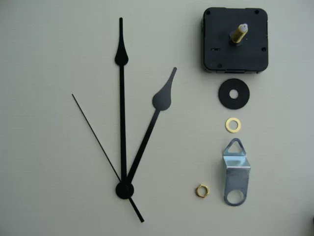 High Torque Clock Movement  Extra Long Spindle 6 Inch Black French Spade Hands