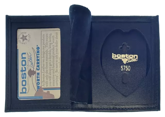 BOSTON LEATHER BOOK STYLE BADGE CASE: Village of Schaumburg Shield Cutout (10...