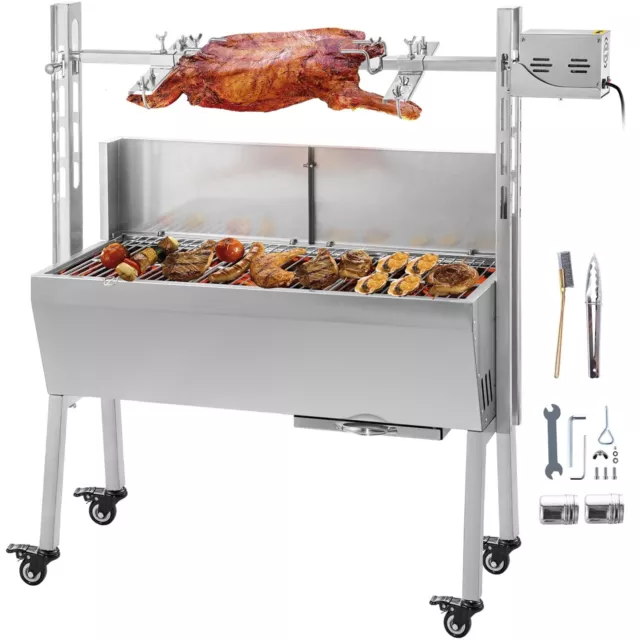 Grill Rotatif Barbecue Charbon électrique Bbq Rôtissoire Acier Inox - 60 Kg, 25