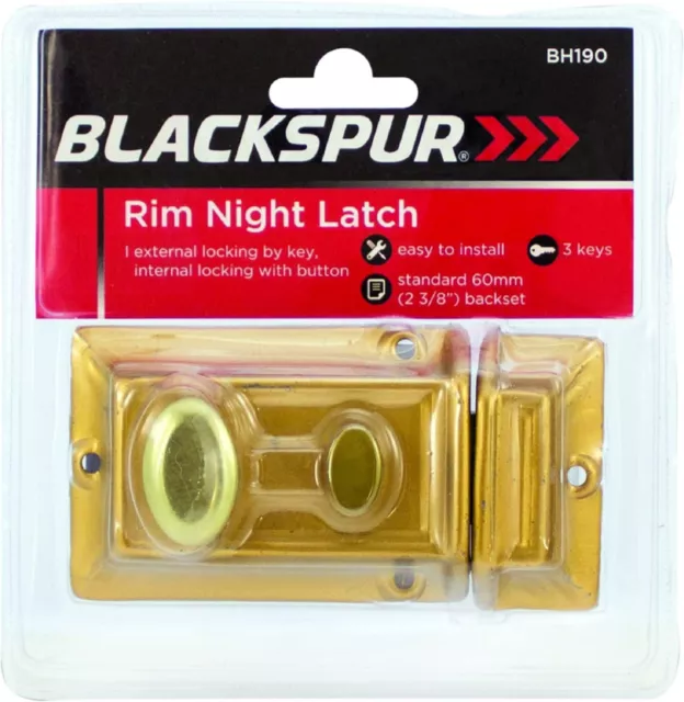 Rim Night Latch Door Internal External Security Lock 3 Keys Safety Property