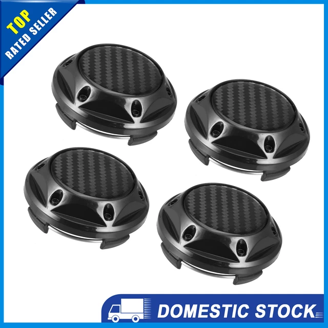 Universal 67mm Car Wheel Center Cap Cover Carbon Fiber Pattern Black Pack of 4
