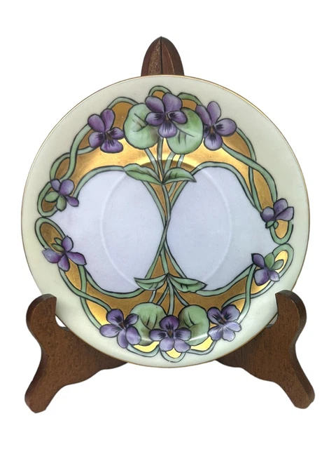 Antique Rosenthal Selb Bavaria Floral Violet Saucer Hand Painted 1910 Gold Trim