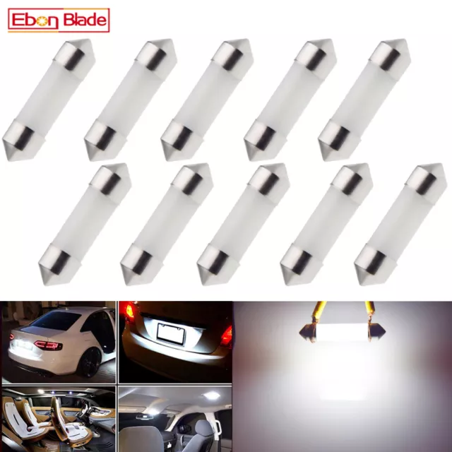 10X 36mm Festoon LED COB 12V Car Interior Dome License Plate Light Bulb C5W Lamp