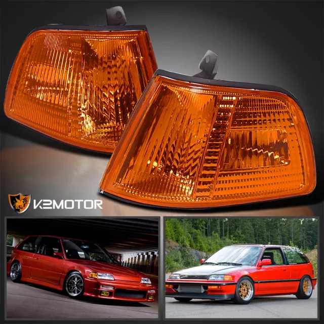 Fits 1990-1991 Honda Civic 2Dr 3Dr Hatchback Corner Signal Lights Lamps Amber