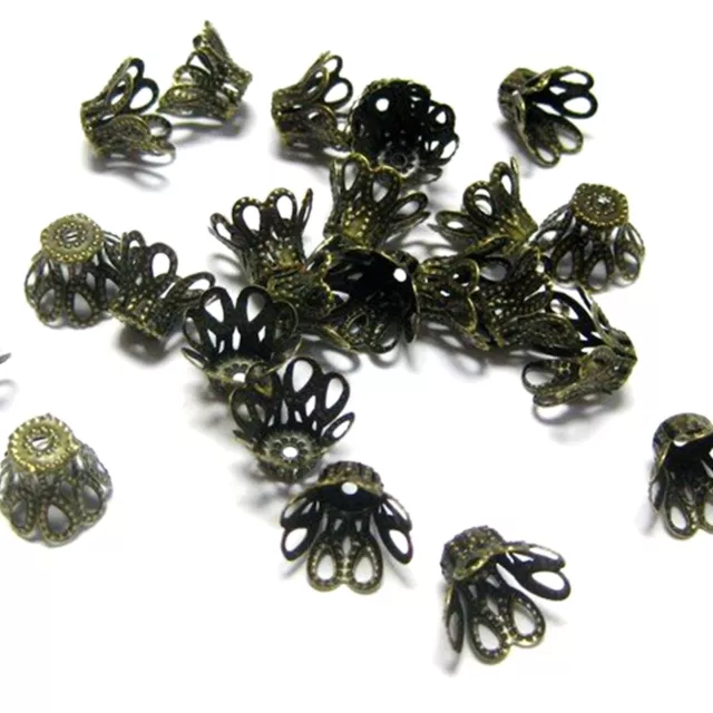 200pcs Bronze Tone Flower Bell Bead Caps 9X7mm Jewelry Findings