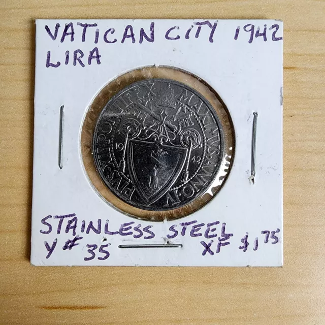 Brilliant UNC Vatican City 1942 1 Lira BU Uncirculated Italian Italy Coin 🇻🇦