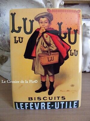 plaque en métal biscuits LU Lefèvre Utile écolier style vintage 20x15cm tin sign