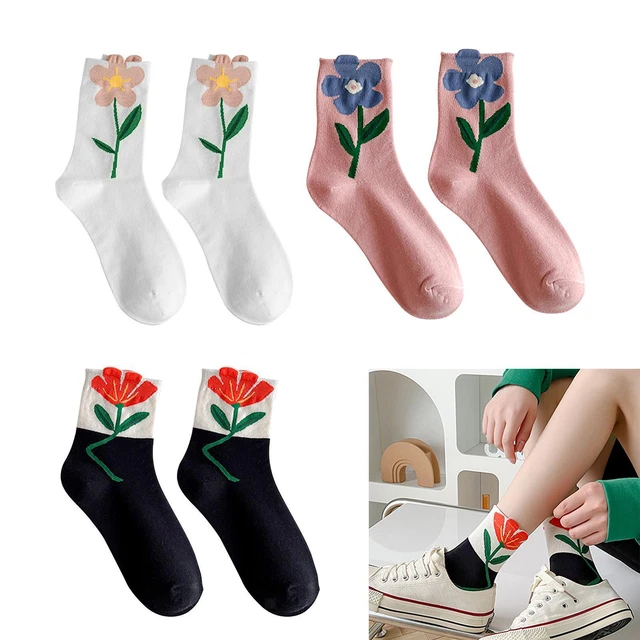 Calzini da donna in cotone Calzini alla caviglia Fantasia floreale con