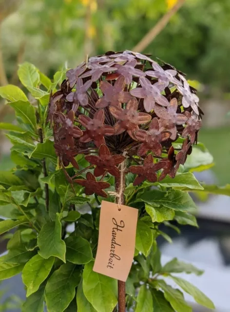 Gartenstecker, Allium Rost, Rusty Metall ArtFerro Exner Handarbeit 20x20x116 cm