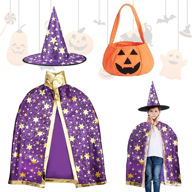 GUHAOOL Halloween ,Mantello da Mago per Bambini ​con Cappello y Borsa di...