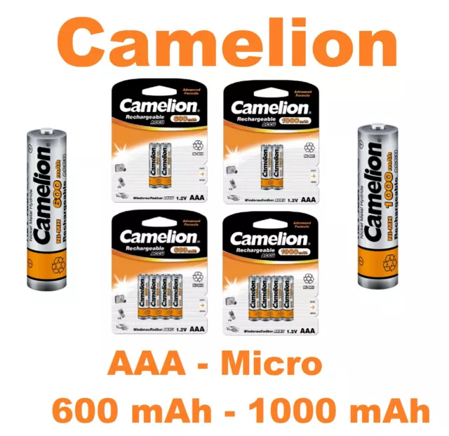 Camelion AAA Micro Akkus HR03 600mAh / 1000mAh NiMH aufladbare Batterien Accus