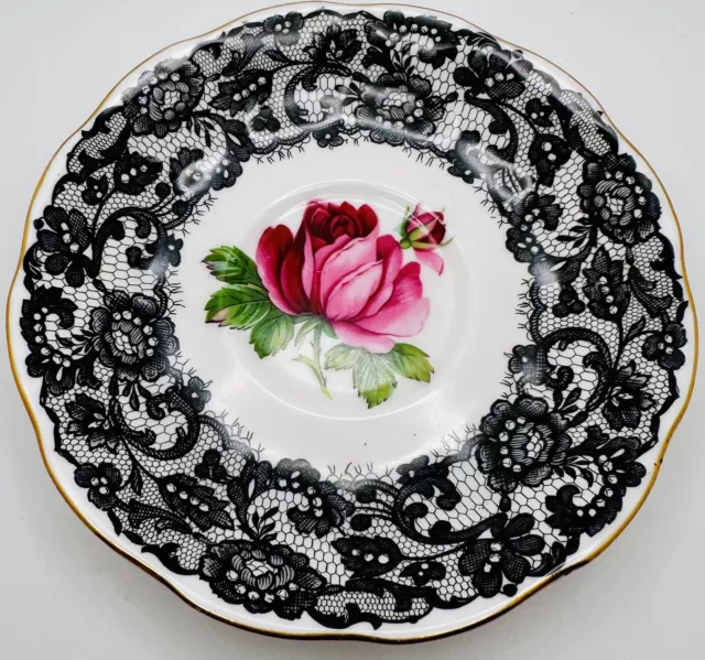 Vintage Royal Albert Senorita Black Lace Bone China Replacement Saucer England