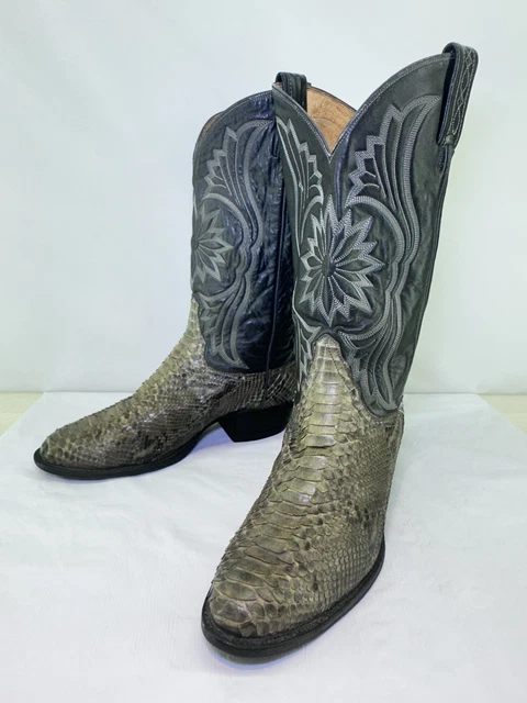 VTG TONY LAMA Python Cowboy Boots 9.5EE Exotic Skin Western Rare USA £ ...