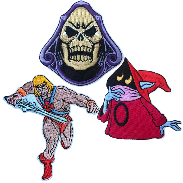 Skeletor Patch – 80s Cartoon He-Man Skull Memes – Embroidered Iron-On, 2.25x2 Inches
