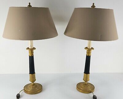 Pair of Austrian French Empire Charles X Style Parcel Gilt Bronze Table Lamps