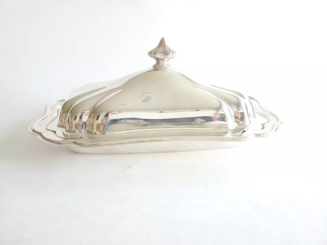 Vtg Gorham Silverplate Heritage Covered Butter Dish With Glass Insert