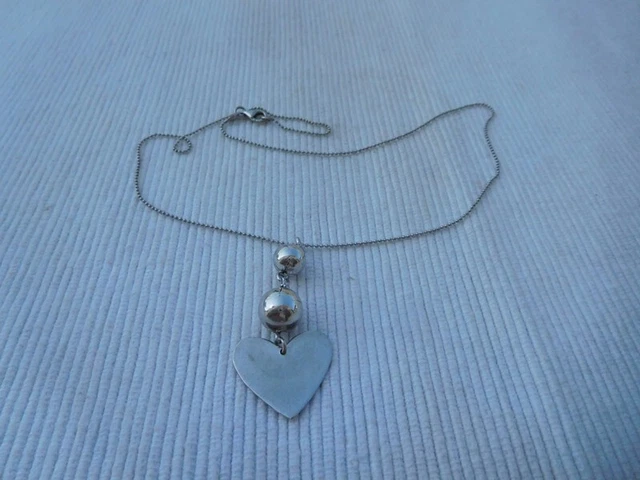 Chaine Argent 925 Avec Pendentif Nacre Coquillage Blanc - Longueur 42 Cm, Modèle B293, Occasion Très Bon état