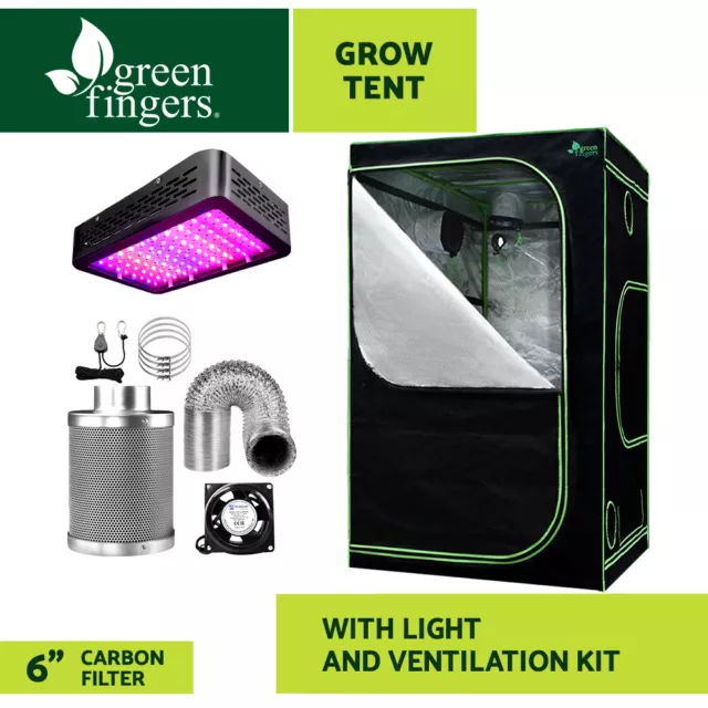 Greenfingers Grow Tent 1000W LED Grow Light 120X120X200cm Mylar 6" Ventilation