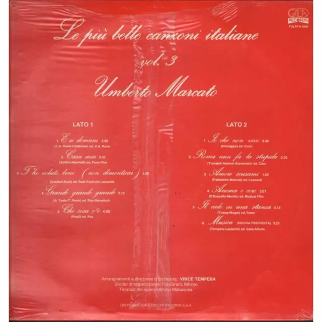 Umberto Marcato Lp Vinile Le Piu' Belle Canzoni Italiane Vol. 3 / Gala Sigillato 2