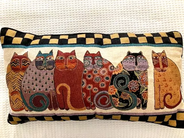 Laurel Burch Cat Tapestry Throw Pillow, 12x22" - Feline Kitty