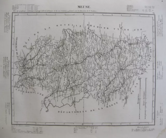 1835 Carte Atlas Géographique France Département Meuse Lorraine