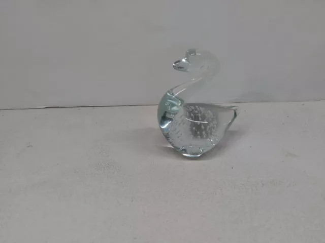 Swan Crystal Clear Art Glass Figurine with controlled bubbles Paperweight 3