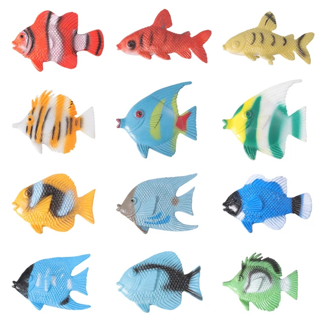 12pcs artificial fish tank with moving fish plastic toy fish floating aquarium