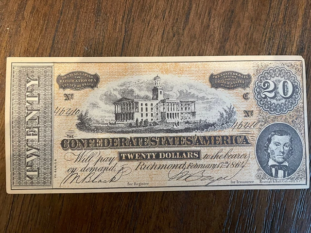 The Confederate States Of America Twenty Dollar Facsimile Banknotes 1864