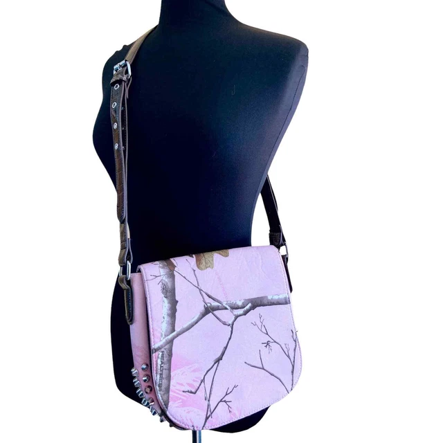 Realtree Pink Camouflage Crossbody Bag W/Stud Accents