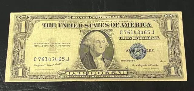 1935 G $1 BILL SILVER CERTIFICATE BLUE SEAL  Vintage USA Currency #3465J