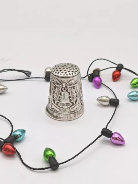 Christmas Bell Sterling Silver Thimble, Hallmarked, Perfect Gift