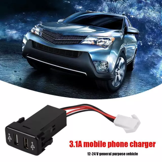 3.1A Dual USB Ports Mobile Phone Charge Power Adapter Phone Charger for Toyota