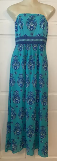 Vineyard Vines Scarf Print Medallion Silk Blend Maxi Spring Summer Dress Size 6