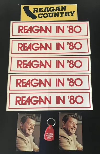 5 Exc Orig Reagan In 80 + Reagan Country Bumper Stickers + 2 Photo Cards + More