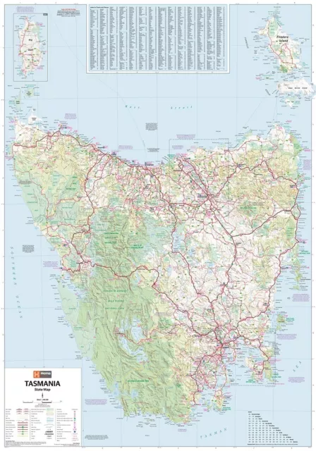 (Folded) Map Of Tasmania State (70X100Cm) Poster Australia Road Guide Travel