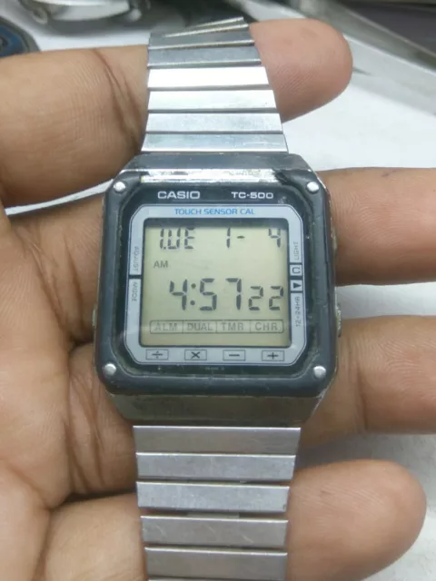 Used Casio (119) Tc-500 Sensor Calculator Digital Watch For Parts & Repairs@