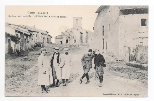 ATHIENVILLE Meurthe et moselle CPA 54 l'église une rue aprés le combat guerre 15