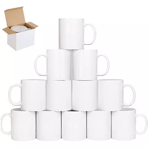 Sublimation Mugs 11oz White Large Handle Coated Heat Press +Gift Boxes