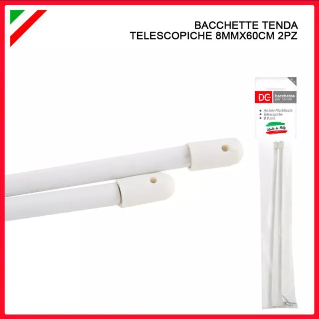 Set 2 Pezzi Bacchette Tenda Astine Allungabili Bastoni Tende Tendine Vetro 60 Cm