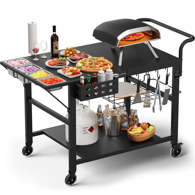 32x20IN Double-Shelves Grill Table, Outdoor Grill Cart For Blackstone Griddle