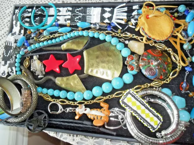 Huge Vintage Lot  Estate Southwest  Dec0 Micro Jewelry Turquoise Wear Lbs   8S