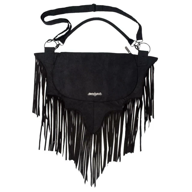 Kreepsville 666 Bat Wing Fringe Gothic Punk Witch Black Shoulder Bag Purse BGBWF