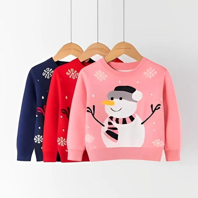 New Kids Childrens Boys Girls Xmas Christmas Winter Jumper Sweater Knitted